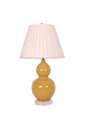 OCHRE CHINESE CRACKLE DOUBLE GOURD LAMP