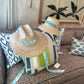 Bougainvillea Sun Hat - Meg Braff Designs "Beverly Hills" Fabric Ribbon - Turquoise