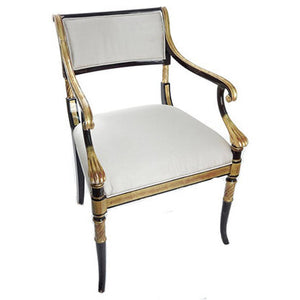 EBONIZED ARMCHAIR WITH GILT WOOD DETAIL