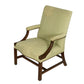 ENGLISH GEORGE III STYLE UPHOLSTERED ARM CHAIR