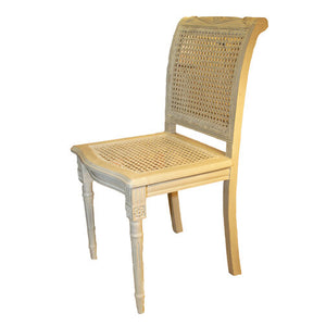 GRAY PAINTED CANED SIDE CHAIR