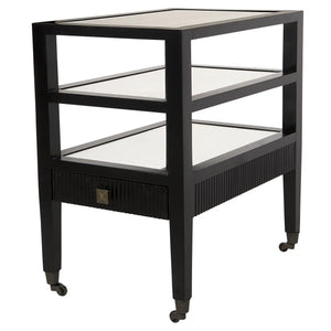 BLACK  MIRROR TOP  THREE TIER SIDE TABLE