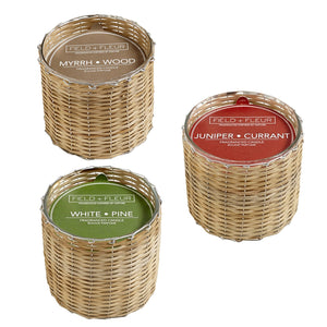 SCENTED DOUBLE WICK CANDLES IN WOVEN POTS