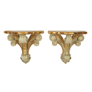 SERGE ROCHE STYLE CARVED AND GILT WALL BRACKETS
