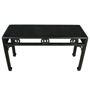 FOREST GREEN MICHAEL TAYLOR ASIAN STYLE CONSOLE WITH OPEN WORK APRON DETAIL