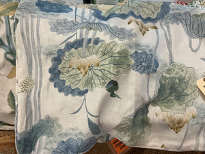BLUE AND GREEN FLORAL THROW PILLOW, SELF WELT
