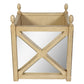 NEOCLASSICAL PAIR OF PAINTED WOOD AND MIRRORED PLANTERS WITH X FRAME