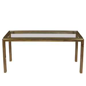 MASTERCRAFT STYLE BRASS AND GLASS CONSOLE TABLE