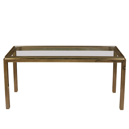 MASTERCRAFT STYLE BRASS AND GLASS CONSOLE TABLE