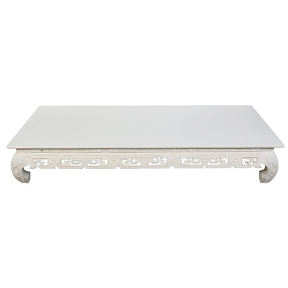WHITE CHINOISERIE CARVED AND PAINTED LOW COFFEE TABLE