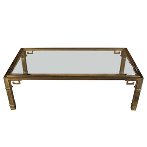 MASTERCRAFT STYLE BRASS AND GLASS COFFEE TABLE