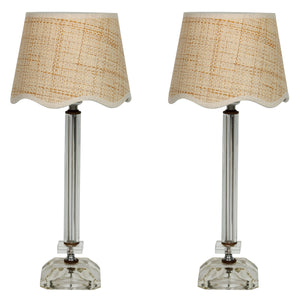 PAIR PETITE CUT CRYSTAL CANDLESTICK LAMPS