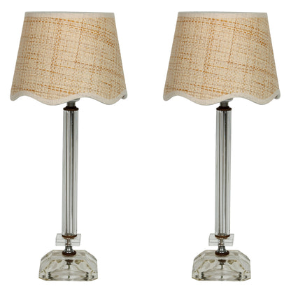 PAIR PETITE CUT CRYSTAL CANDLESTICK LAMPS