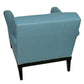 PAIR OF JAMES MONT STYLE VINTAGE ARMCHAIRS IN BLUE RAW SILK