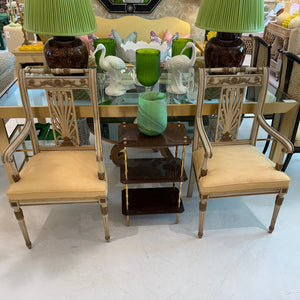 PAIR OF REGENCY STYLE PARCEL GILT CHAIRS WITH YELLOW SEAT