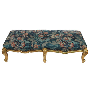 CARVED GILT OVERSIZED OTTOMAN WITH TAPESTRY IN LOUIS XV STYLE