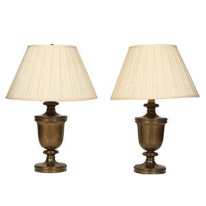 PAIR OF  BRASS URN FORM LAMPS