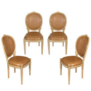 SET OF FOUR FAUX BOIS SIDE CHAIRS IN LAMINATED VINTAGE FABRIC