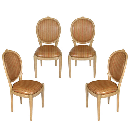 SET OF FOUR FAUX BOIS SIDE CHAIRS IN LAMINATED VINTAGE FABRIC