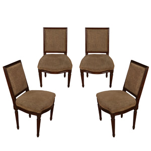 SET OF FOUR LOUIS XVI SQUARE BACK DINING CHAIRS