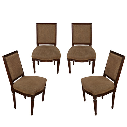 SET OF FOUR LOUIS XVI SQUARE BACK DINING CHAIRS