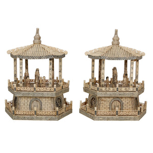 MONUMENTAL PAIR OF VINTAGE BONE INLAYED CHINESE PAGODA TEMPLES