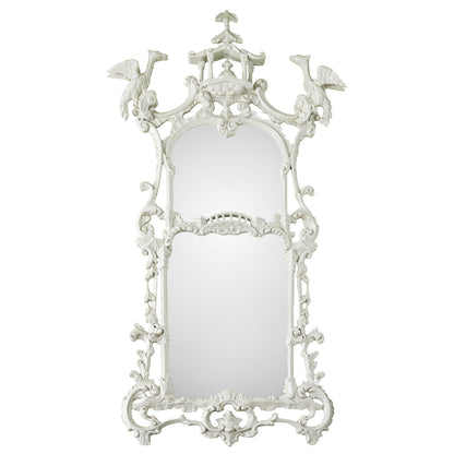 CHINOISERIE HAND CARVED AND PAINTED PAGODA MIRROR
