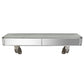 ANTIQUED MIRROR WALL MOUNT CONSOLE WITH DRAWERS AND SILVERED SCROLL SUPPORTS