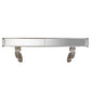 ANTIQUED MIRROR WALL MOUNT CONSOLE WITH DRAWERS AND SILVERED SCROLL SUPPORTS