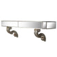 ANTIQUED MIRROR WALL MOUNT CONSOLE WITH DRAWERS AND SILVERED SCROLL SUPPORTS