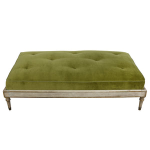OVERSIZED TUFTED VELVET OTTOMAN WITH GILT DETAILS