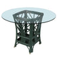 SET OF FOREST GREEN WICKER TABLE AND FIVE CHAIRS IN BIELECKY BROTHERS STYLE
