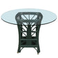 SET OF FOREST GREEN WICKER TABLE AND FIVE CHAIRS IN BIELECKY BROTHERS STYLE