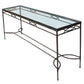 OUTDOOR IRON CONSOLE TABLE WITH GLASS TOP