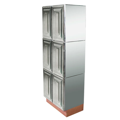 MID CENTURY MODERN TALL MIRRORED SIX PANEL CHEST
