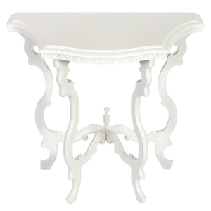 WHITE PAINTED ROCOCO STYLE DEMI LUNE PETITE CONSOLE
