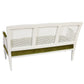 PAINTED CANE SETTEE WITH GREEN VELVET SEAT