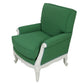 PAIR OF CUSTOM FRENCH BERGERES IN GREEN OTTOMAN FILE FABRIC