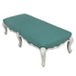 CARVED WHITE OVERSIZED OTTOMAN WITH AQUA FABRIC IN LOUIS XV STYLE