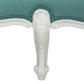 CARVED WHITE OVERSIZED OTTOMAN WITH AQUA FABRIC IN LOUIS XV STYLE