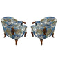 PAIR OF HOLLYWOOD REGENCY UPHOLSTERED BERGERES IN SCALAMANDRÉ FABRIC