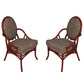 PAIR OF VINTAGE MCGUIRE STYLE RATTAN ARM CHAIRS IN SISTER PARISH LEOPARD