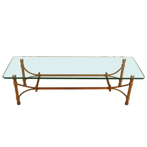 MODERNIST GILT IRON AND GLASS COFFEE TABLE