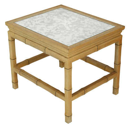 JOHN WIDDICOMB BAMBOO SIDE TABLE WITH ANTIQUE MIRROR TOP