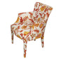 PAIR OF NEWLY UPHOLSTERED DONGHIA STYLE ARM CHAIRS IN QUADRILLE FABRIC