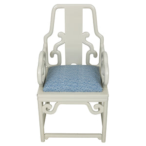 PAIR OF JF CHEN JAMES MONT STYLE WHITE PAINTED CHINOISERIE CHAIRS