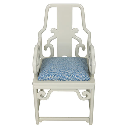 PAIR OF JF CHEN JAMES MONT STYLE WHITE PAINTED CHINOISERIE CHAIRS