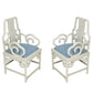 PAIR OF JF CHEN JAMES MONT STYLE WHITE PAINTED CHINOISERIE CHAIRS