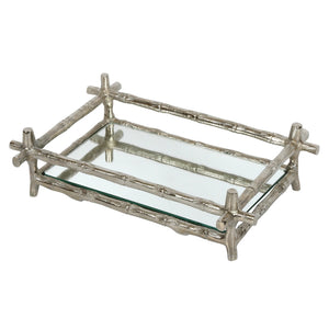 NICKEL FAUX BAMBOO GUEST TOWEL TRAY