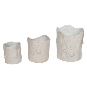 WHITE FAUX BOIS CERAMIC PLANTERS